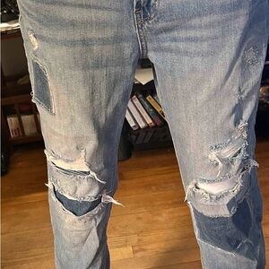 Old Navy Blue Boyfriend Jeans with Distressed Style